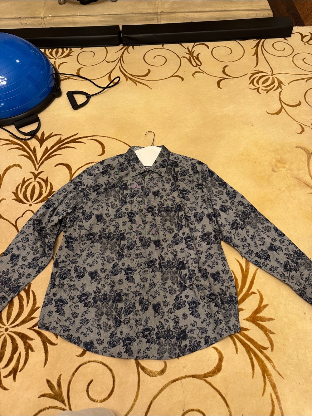 Robert Graham Gray Button-Down Shirt with Navy Floral Print